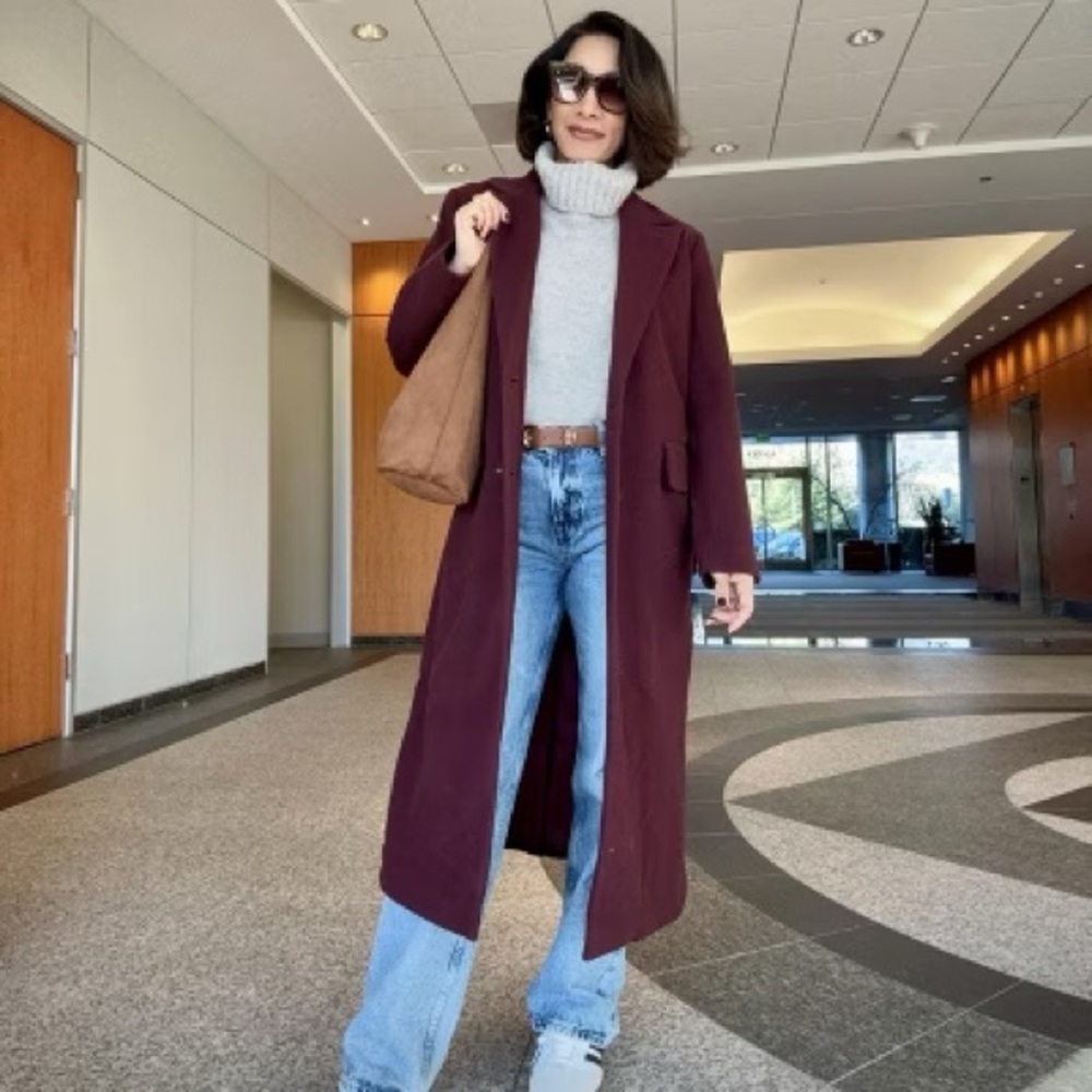 A New Day Women’s Burgundy Trench Coat NEW